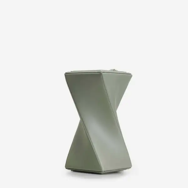 Spiral top handle bag, sage