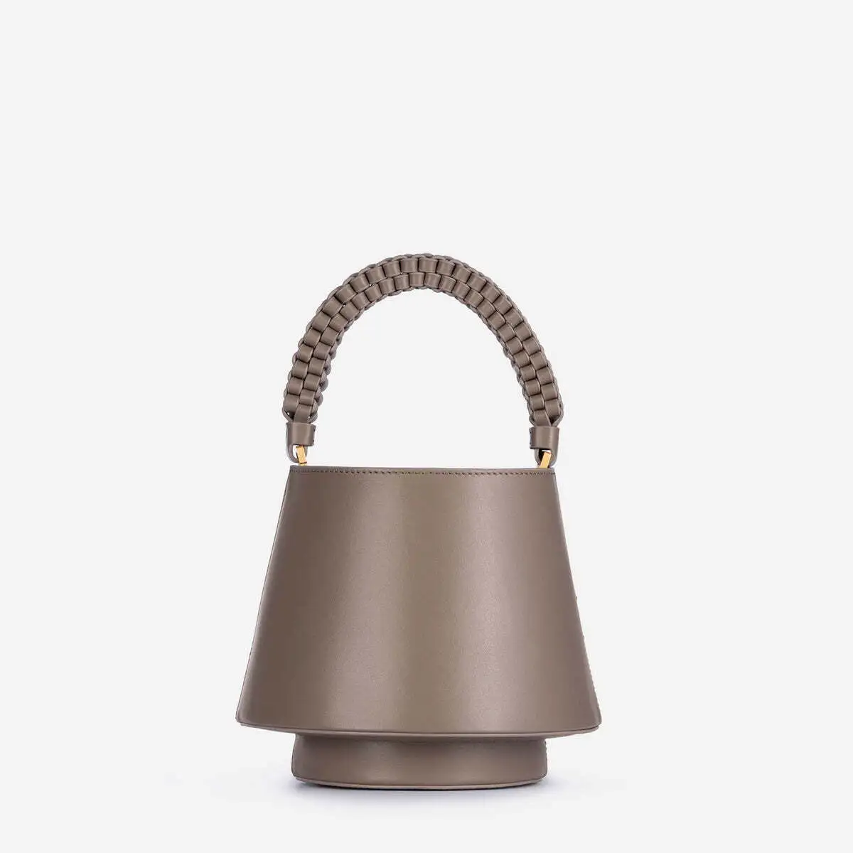Plissé top handle bag, earth